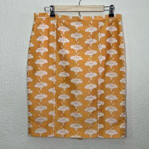 Moschino Cheap and Chic Pencil Skirt Tangerine Orange Embroidered Floral 12